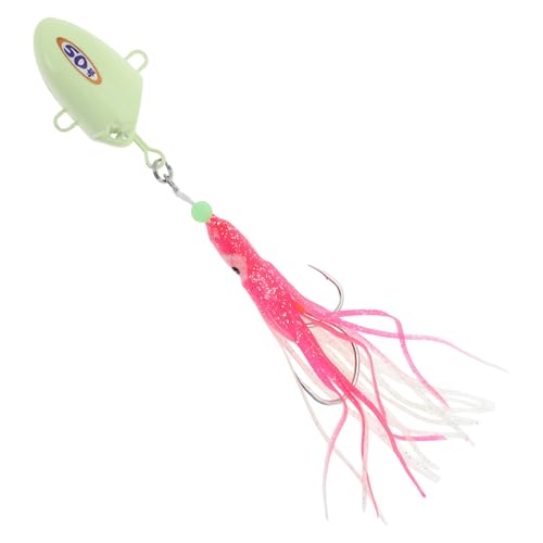 CAPASTEC Angeln Teaser, 500g Angeln Teaser mit Tintenfisch Haken, Flunder Rig Bucktail Teaser für Dorsch, Flunder Seebarsch Angeln Teaser, Grün Pink von CAPASTEC