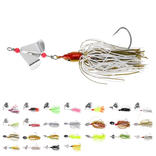 CAPASTEC Bladed Jig Angelköder, 18,5g Bass Angelköder, Scharfe Drahtnadelhaken, Swimbait Angeljigs für Große Kleine Barsche, Tiefes Grün von CAPASTEC