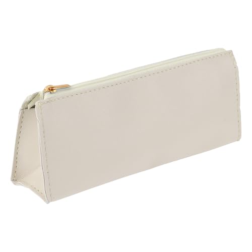 CAPASTEC Stifthalter, Stifteetui, Dreieckiges Stifteetui, Tragbare Schreibwarentasche, Reißverschluss-Stifteetui, Schreibwarenbedarf für Büroarbeit, Beige von CAPASTEC