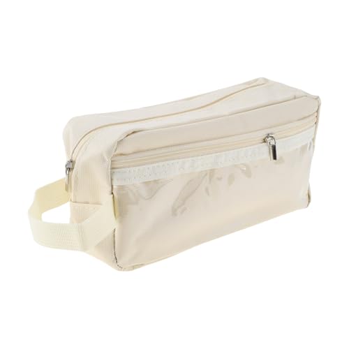 CAPASTEC Stifthalter, Stifteetui, Große Kapazität Stiftemappe, Tragbare Schreibwarentasche, Reißverschlusstasche, Schreibwaren für Büroarbeit, Beige von CAPASTEC