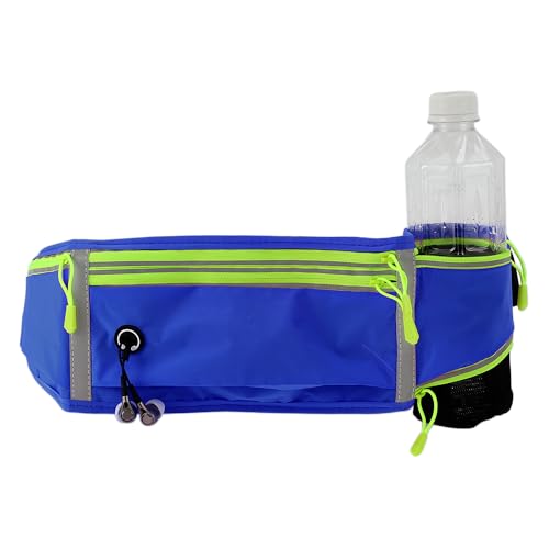 CAPASTEC Laufgürtel für Handy Wasserdicht mit Trinkflaschenhalterung und Reflektierende Lauf Gürtel Lauftasche Joggen Handytasche 6.8", verstellbare Hüfttasche 4 Taschen, Blau von CAPASTEC