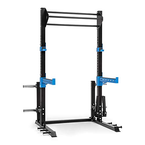 Capital Sports Amazor Eco Power Rack - Squat Rack mit Safety Spotter: max. 400 kg, Half Rack mit J-Cups: max. 350 kg, Klimmzugstange: max. 150 kg, Dual-Landmine: 30/50 mm, schwarz/blau von CAPITAL SPORTS