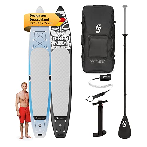 Capital Sports Aufblasbares SUP Board Set, Touring SUP Board mit Fiberglas Paddel, Stand Up Paddling Board für Kinder & Erwachsene, Paddle Board Aufblasbar mit Tasche & Pumpe, 427cm / 14ft von CAPITAL SPORTS