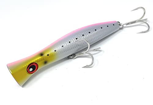 Capt Jay Fishing Saltwater Popper Lures Topwater schwimmender Angelköder Surfangeln schwimmender Köder Popper, Angelköder (Silber Pink, 200) von CAPT JAY FISHING