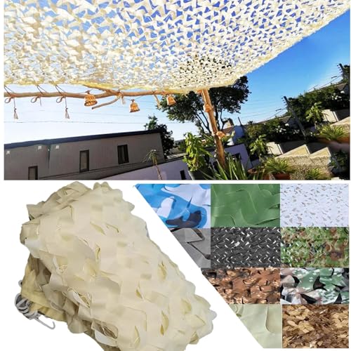 CAQXAQP Beige Camouflage Netz für Outdoor Jagd Dekoration -10mx12m Tarnnetz Sichtschutz mit Sonnenschutz für Garten Camping Party Autodeckung,Anpassbare Größe von CAQXAQP