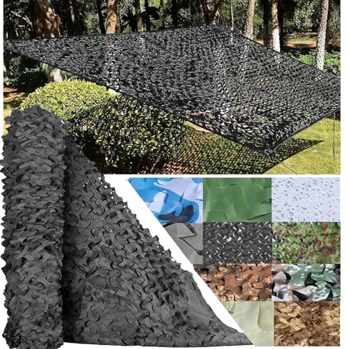 CAQXAQP Schwarz Camouflage Netz für Outdoor Jagd Dekoration -8mx13m Tarnnetz Sichtschutz mit Sonnenschutz für Garten Camping Party Autodeckung,Anpassbare Größe von CAQXAQP