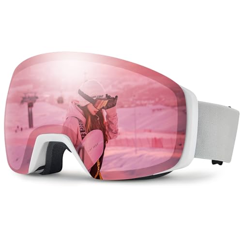 CARFIA Verspiegelte Skibrille Damen Rosa Ski Brille für Mädchen/Kleinen Gesichtern 100% UV Schutz Pink Snowboard Ski Goggles CARFIA Verspiegelte Skibrille Damen Rosa Ski Brille für Mädchen/Kleinen Gesichtern 100% UV Schutz Pink Snowboard Ski Goggles von CARFIA