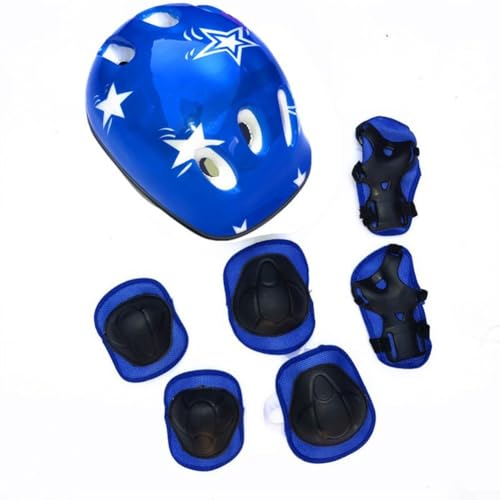Helm- und Knie-Ellenbogen-Handgelenkschoner-Set für aktive Kinder, verstellbare Größe, geeignet für verschiedene Aktivitäten (blau) von CARMOTTER