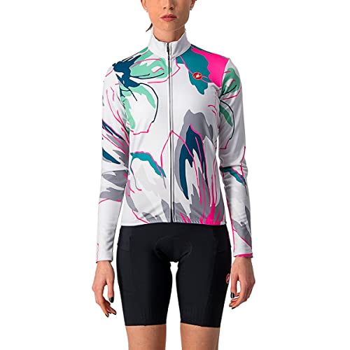 CASTELLI 4521528-870 Unlimited W TH. JR Sweatshirt Women's Silbergrau/Tealblue-Flowers XL von CASTELLI