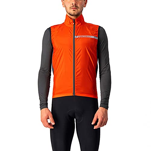 CASTELLI Men's Squadra Stretch Vest Sports, Fiery Red/Dark Grey, M von CASTELLI