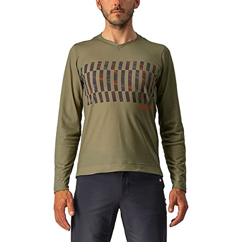 CASTELLI Men's Trail Tech Long-Sleeved T-Shirt Sweatshirt, Olivgrün/dunkelgrau-orange r, M CASTELLI Men's Trail Tech Long-Sleeved T-Shirt Sweatshirt, Olivgrün/dunkelgrau-orange r, M von CASTELLI