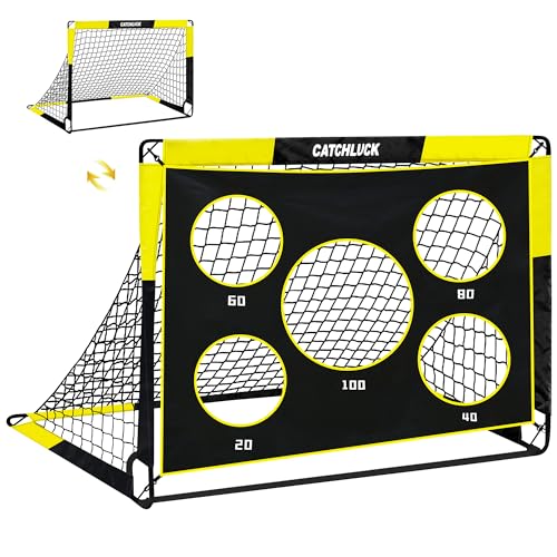 CATCHLUCK 2-in-1-Fußballtor, Pop-Up-Fußballnetz, 91 x 122 cm, tragbares Gartentor, für drinnen und draußen, Fußballtraining mit Zielnetz, Gelb CATCHLUCK 2-in-1-Fußballtor, Pop-Up-Fußballnetz, 91 x 122 cm, tragbares Gartentor, für drinnen und draußen, Fußballtraining mit Zielnetz, Gelb von CATCHLUCK