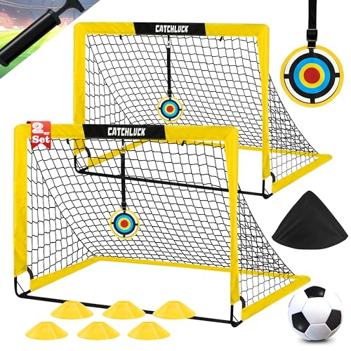 CATCHLUCK Fussballtore für Garten Kinder Fussball Tor Fussballtor Pop Up Fußballtor 2er Set Outdoor mit Fussball, 6 Fußballkegel, 8 U-förmige Bodennägel und Tragetasche, Gelb CATCHLUCK Fussballtore für Garten Kinder Fussball Tor Fussballtor Pop Up Fußballtor 2er Set Outdoor mit Fussball, 6 Fußballkegel, 8 U-förmige Bodennägel und Tragetasche, Gelb von CATCHLUCK
