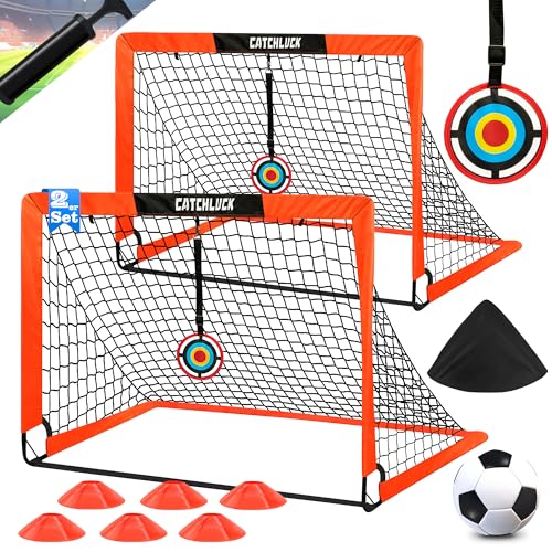 CATCHLUCK Fußballtor Kinder Pop Up Fussballtor 2er Set Fußballtore Fussballtore für Garten Kinder Fussball Tor Outdoor with Fussball, 6 Fußballkegel, 8 U-förmige Bodennägel und Tragetasche, Rot CATCHLUCK Fußballtor Kinder Pop Up Fussballtor 2er Set Fußballtore Fussballtore für Garten Kinder Fussball Tor Outdoor with Fussball, 6 Fußballkegel, 8 U-förmige Bodennägel und Tragetasche, Rot von CATCHLUCK