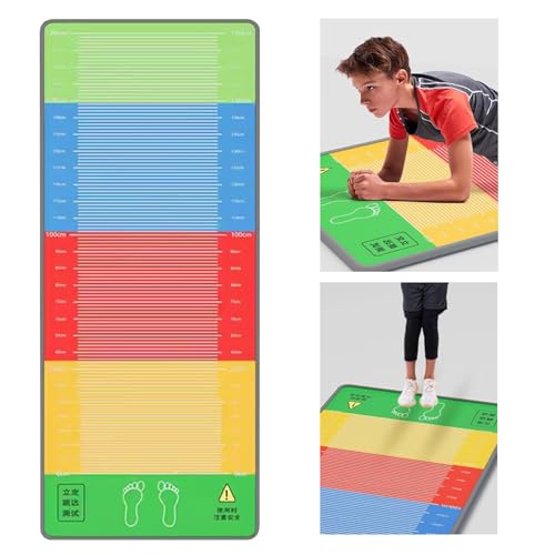 CAULO Bunte Weitsprung-Trainingsmatte, multifunktionale Übungstestmatten, Heim-Fitness-Workout-Springseil-Pad-Teppich, Bodenmatte für körperliche Übungen (Kid) von CAULO