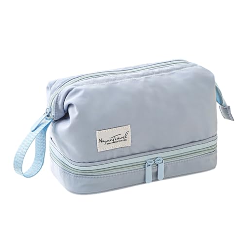 CAZSTYK Make-up-Tasche mit großem Fassungsvermögen, Reise-Kulturbeutel, Kosmetiktasche, doppellagig, Aufbewahrung, Oragenizer für Damen und Mädchen, blau, S von CAZSTYK