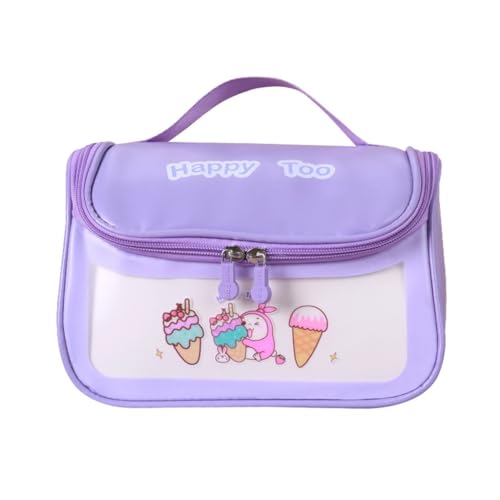 CAZSTYK Transparente Make-up-Tasche, Reise-Kosmetiktasche, großes Fassungsvermögen, wasserdicht, Kulturbeutel, Cartoon-Make-up-Tasche, violett, 2 von CAZSTYK