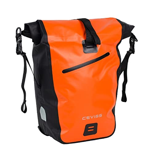 Fahrradtasche orange/schwarz Packtasche 25 L Gepäckträgertasche Wasserdicht Schnellverschluss von CBK-MS