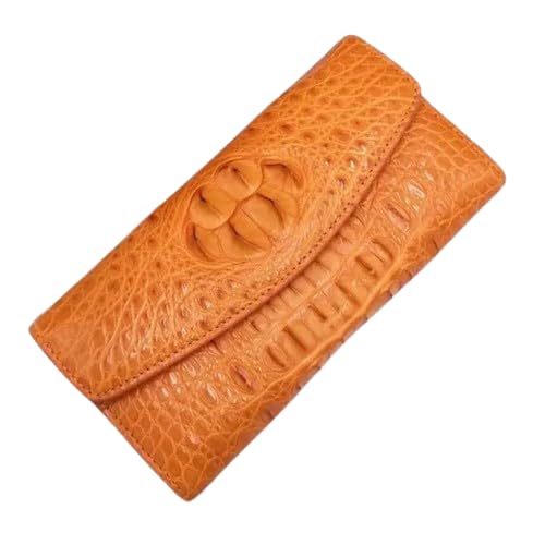 CBLdF Authentic True Crocodile Skin Damen Lange Chic Wallet Female Card Holders Exotic Real Alligator Leder Lady Large Clutch Geldbörse, Farbe: Orange, Modisch und lässig von CBLdF
