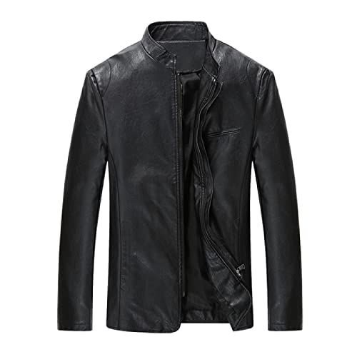 CBROOT Herren Lederjacke -Herren Lederjacke Frühling Herbst Winter Mantel Mit Reißverschluss Revers Schlanke Oberbekleidung Koreanischer Stil Jugendkleidung Winddichte Streetwear, Schwarz, 3XL CBROOT Herren Lederjacke -Herren Lederjacke Frühling Herbst Winter Mantel Mit Reißverschluss Revers Schlanke Oberbekleidung Koreanischer Stil Jugendkleidung Winddichte Streetwear, Schwarz, 3XL von CBROOT