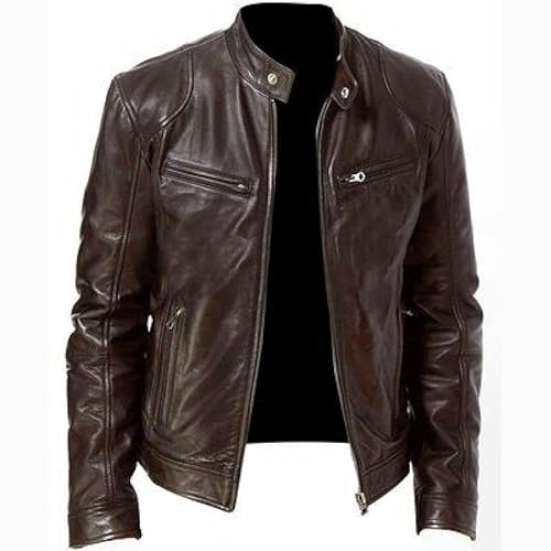 CBROOT Herren Lederjacke -Mode Männer Herbst Kausaler Vintage Lederjacke Mantel Männer Frühling Teenager Motorrad Jacke Streetwear Outdoor Winddichte Oberbekleidung, Braun, 4XL CBROOT Herren Lederjacke -Mode Männer Herbst Kausaler Vintage Lederjacke Mantel Männer Frühling Teenager Motorrad Jacke Streetwear Outdoor Winddichte Oberbekleidung, Braun, 4XL von CBROOT