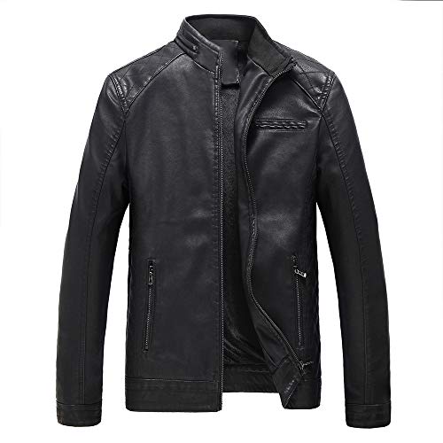 Herren Lederjacke -Herbst Winter Warme Oberbekleidung Mode Einfache Männer Motorrad Lederjacke Teenager Koreanischer Stil Casual Slim Mantel Kleidung Plus Größe, Schwarz, 6XL Herren Lederjacke -Herbst Winter Warme Oberbekleidung Mode Einfache Männer Motorrad Lederjacke Teenager Koreanischer Stil Casual Slim Mantel Kleidung Plus Größe, Schwarz, 6XL von CBROOT