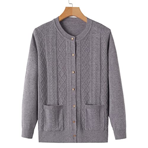 Mittleren Alters Ältere Mutter Gestrickte Strickjacke - Soft Knit Pullover Mittleren Alters Damen Pullover Cardigan Jacke Frühling Herbst Oberbekleidung Tops Freizeit Mutter Kleidung, Grau, Xxl Mittleren Alters Ältere Mutter Gestrickte Strickjacke - Soft Knit Pullover Mittleren Alters Damen Pullover Cardigan Jacke Frühling Herbst Oberbekleidung Tops Freizeit Mutter Kleidung, Grau, Xxl von CBROOT