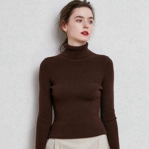 CBZOJBKPZDY Damen Pullover - Herbst Winter Damen Rollkragen Kaschmir Strickpullover Mode Braun Gestreift Strick Stretch Schlank Weich Langarm Warm Elegant Lässiger Pullover,Braun,XXL 60,67Kg von CBZOJBKPZDY