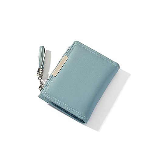 CCAFRET Damen Geldbörse Mode Damen Geldbörse Quaste Mini Wallet Kurz PU. Leder niedlicher Münzgurse Kartenfall (Color : Blue) von CCAFRET