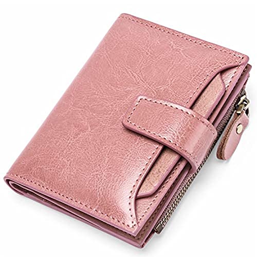 CCAFRET Damen Geldbörse Small Wallet for Women Genuine Leather Bifold Compact Blocking Multifunction Womens Wallet (Color : Pink) von CCAFRET