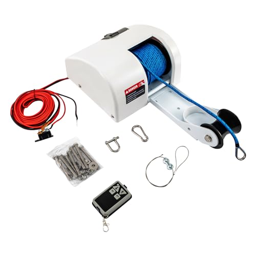 CCAUUB 25/45 LBS elektrische Ankerwinde, 12V Boot Marine Ankerwinde mit Fernbedienung, Schwerlast Schleppwinden Bootsanker Windlass Kit für Fischerboot Pontoon Boat (25 LBS) von CCAUUB