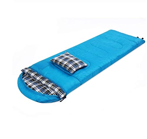 Camping-Schlafsäcke aus Baumwollflanell mit Kissen, tragbarer Kompressionssack für den Winter, für Rucksackreisen, Camping-Schlafsack (blau) von CCKUHN