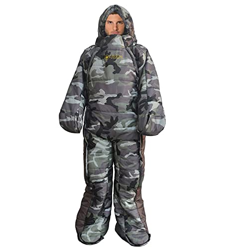 Schlafsack Humanoider Schlafsack, Tragbarer Campingschlafsack für Erwachsene Jacke mit Füßen und Ärmeln, Ultraleichter Tragbarer Schlafsack, Warm Winddicht (BM) von CCKUHN