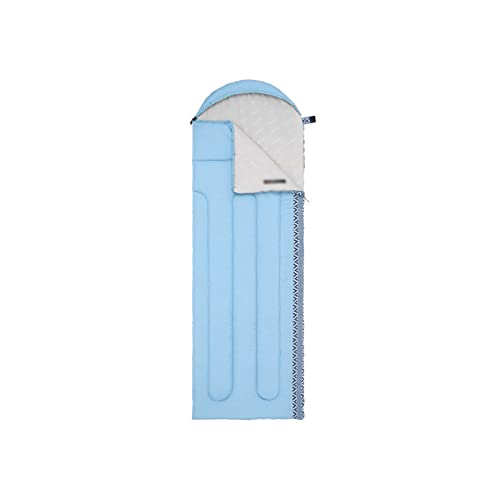 Schlafsäcke Umschlagschlafsack mit Kapuze Outdoor Camping Spleißbarer Thermoschlafsack Atmungsaktiver Zeltschlafsack (Blau, Einheitsgröße) von CCKUHN