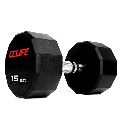 CCLIFE Hanteln Kurzhantel 1er 2er Set Dodekagon Zwölfeck Gummi Gusseisen verchromte Griffe 10-60 kg Dumbell Liegestützen von CCLIFE