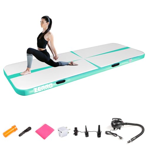 CCLIFE Air Tracking Matte Airtrack 3m Turnmatte Aufblasbar klappbar mit Elektrischer Luftpumpe Yogamatte Tumbling Matten Trainingsmatte 10cm Höhe Grün von CCLIFE