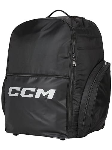 CCM 490 Ice Hockey Player Bag - Wheeled Hockey Backpack, Black, 18" x 28" x 15" (46 x 71 x 38 cm), Retractable Pull Handle, All-Terrain Wheels von CCM