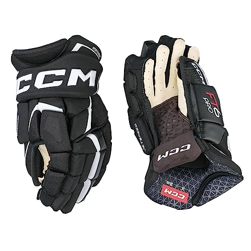 CCM Jetspeed FT6 PRO Eishockey Handschuhe Junior (Schwarz/Weiß, Größe: 12) von CCM