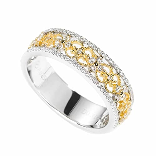 CCMYNSW 18 Karat Massivgoldring, Echtgoldringe für Frauen, Hohlblume, klarer Diamant, 0,31 Karat, Eheringe von CCMYNSW