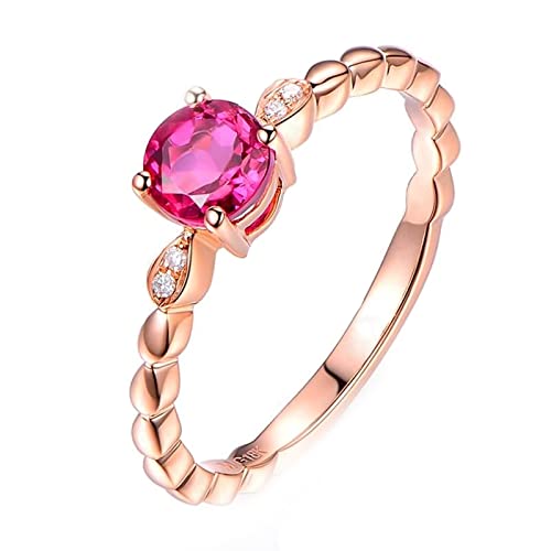 CCMYNSW 18K Ring, Kleiner Verlobungsring, rosa Turmalin, 0,49 Karat, Ehering von CCMYNSW