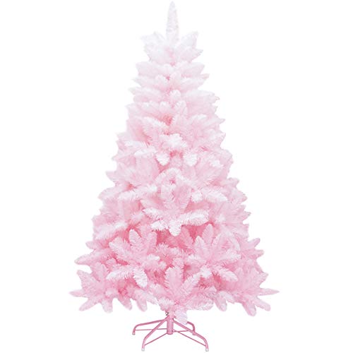 CCMYNSW Künstlicher Weihnachtsbaum mit Scharnier, Weihnachtsbäume in Rosa mit Farbverlauf und faltbarem Metallständer, saisonale Feiertagsdekoration, Rosa, 180 cm (6 Fuß), das Neue von CCMYNSW