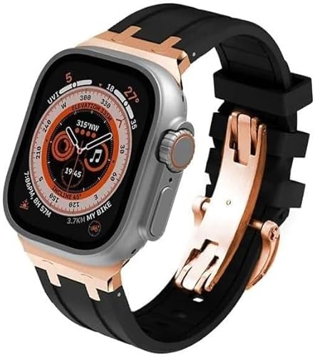 CCMYNSW Sport-Uhrenarmband aus Fluorkautschuk, Silikon-Uhrenarmband, für Apple Watch Ultra 49 mm, 44 mm, 45 mm, 42 mm, 9 8 7 6 5 4 SE-Serie, Ersatzzubehör für Uhren von CCMYNSW