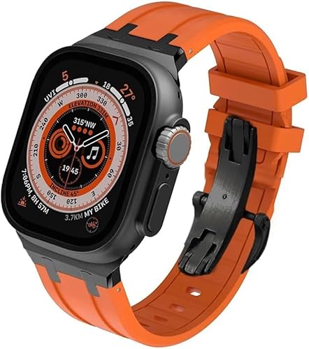 CCMYNSW Sport-Uhrenarmband aus Fluorkautschuk, Silikon-Uhrenarmband, für Apple Watch Ultra 49 mm, 44 mm, 45 mm, 42 mm, 9 8 7 6 5 4 SE-Serie, Ersatzzubehör für Uhren von CCMYNSW