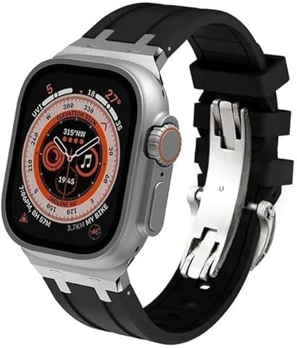 CCMYNSW Sport-Uhrenarmband aus Fluorkautschuk, Silikon-Uhrenarmband, für Apple Watch Ultra 49 mm, 44 mm, 45 mm, 42 mm, 9 8 7 6 5 4 SE-Serie, Ersatzzubehör für Uhren von CCMYNSW