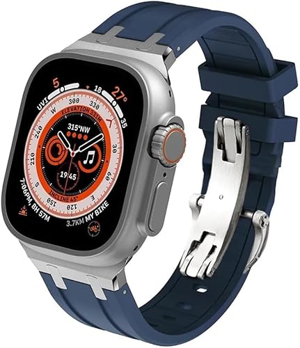 CCMYNSW Sport-Uhrenarmband aus Fluorkautschuk, Silikon-Uhrenarmband, für Apple Watch Ultra 49 mm, 44 mm, 45 mm, 42 mm, 9 8 7 6 5 4 SE-Serie, Ersatzzubehör für Uhren von CCMYNSW