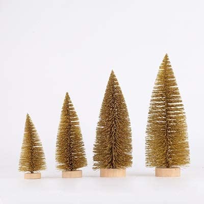 CCMYNSW Weihnachtsbaum Sisal Flaschenbürste Kleine künstliche Kiefer Zeder Mini Sisal Flaschenbürste Weihnachtsbaum Santa SNO Weihnachtsbaum (Gold 4 Stück Verschiedene Größen) Die Neue von CCMYNSW