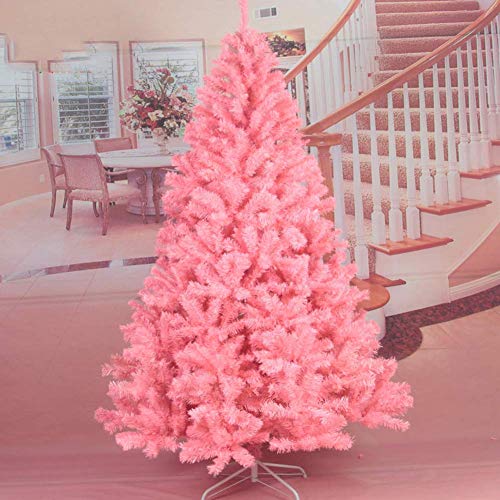 Hochwertiger rosa Weihnachtsbaum mit Scharnier, 150 cm, 390 Spitzen, künstlicher unbeleuchteter PVC-Weihnachtsbaum mit stabilem Metallständer, voller Baum, hohe Dichte-1 (Weihnachtsbaumgeschenke) von CCMYNSW