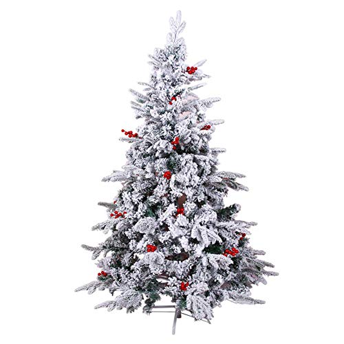 Weihnachtsbaum, schneebeflockter künstlicher Weihnachtsbaum, gemischte Tannennadeln, rote Beeren, hochwertiger PVC-Weihnachtsbaum mit Metallscharnieren für den Innenbereich (Weihnachtsbaumgeschenke) von CCMYNSW