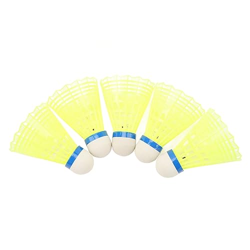 CDQL 5 Stück LED-Badminton-Federbälle, Beleuchtete Birdies aus Kunststoff, Hoch Belastbare Nylonfeder-Bedminton-Federbälle für das Baseball-Üben Im Innen- und Außenbereich von CDQL