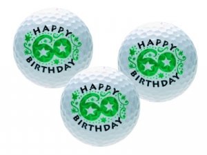 CEBEGO Golfballset Happy 60er, Golfball und Golfbälle, Golfgeschenk zum Geburtstag Jubiläum Golf Gift von CEBEGO
